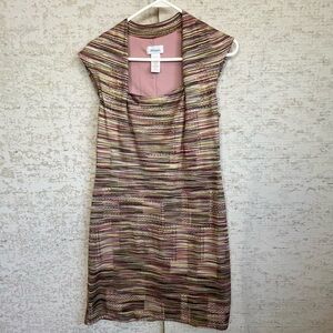 Biaggi Knit Stretch knit Dress Square Neckline Sz L Multicolored Comfortable
